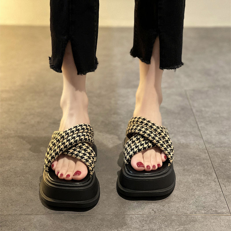外穿厚底拖鞋女夏季2023年新款時尚復古交叉涼拖鞋網紅爆款半拖鞋