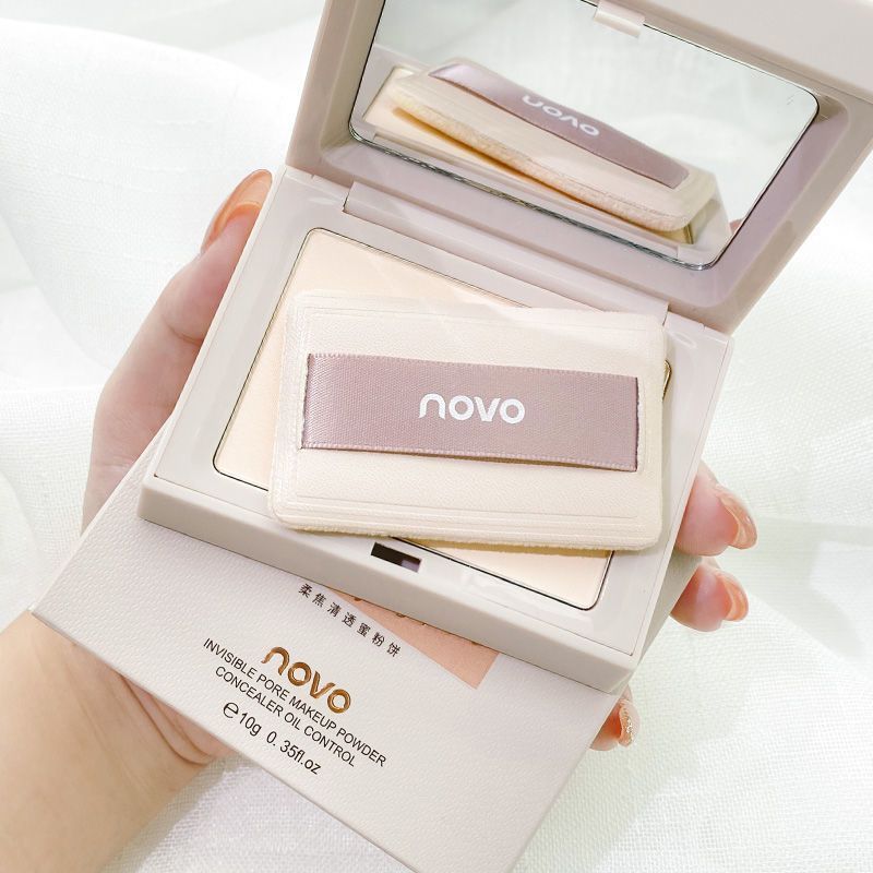 NOVO粉餅定妝粉散粉控油持久不脫妝防水遮瑕修容蜜粉乾濕兩用學生