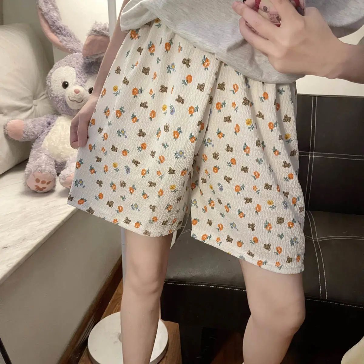 Baby cotton summer pajama pants short net red ins wind loose thin section home pants casual walking pants anti-mosquito pants