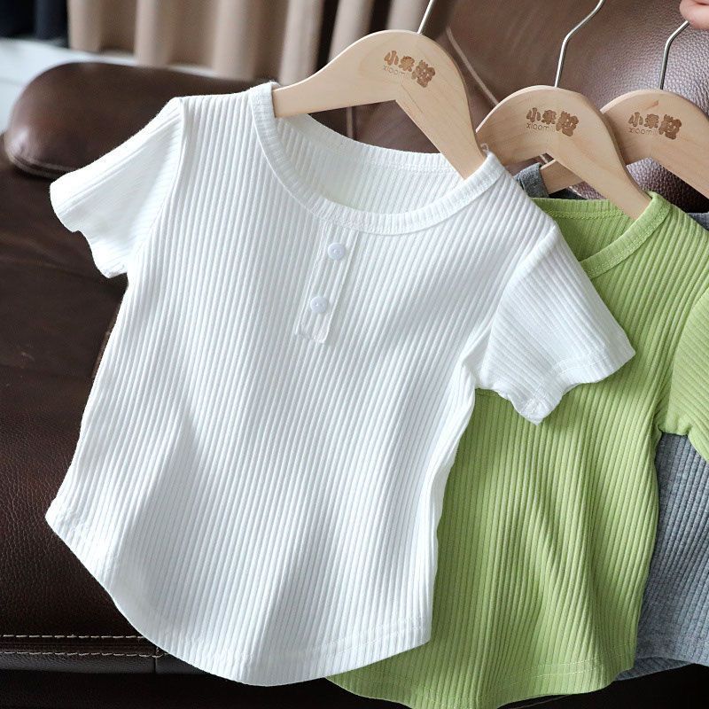  new children's clothing baby girl T-shirt short-sleeved children's bottoming shirt children's summer clothing versatile tops summer