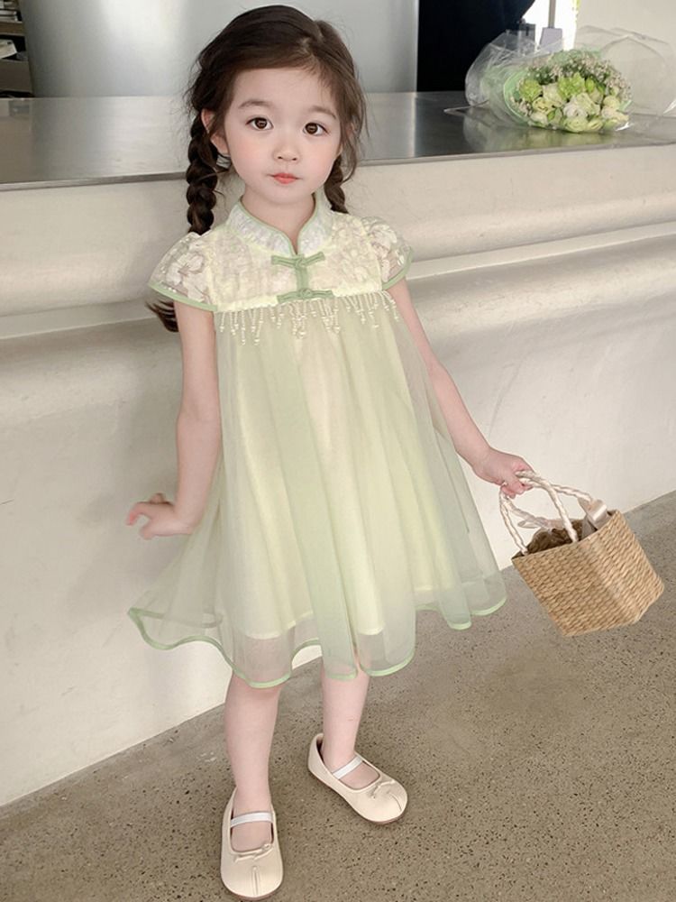女童連衣裙2023新款寶寶夏季公主裙兒童裝女孩超仙中國風漢服裙子