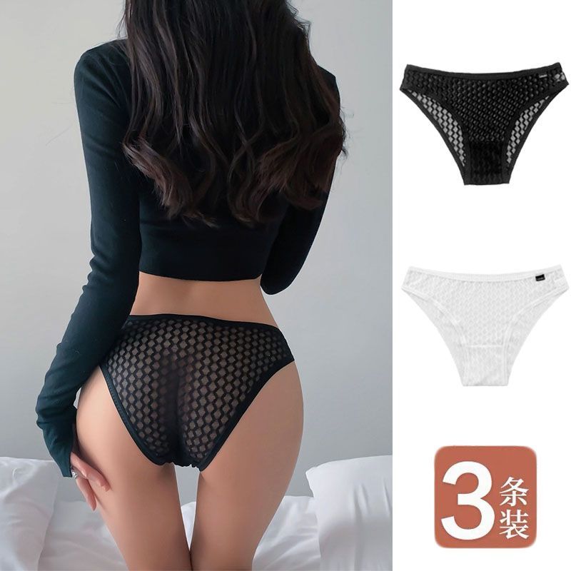 New pure lust style girls' underwear, sweet and sexy lace hollow breathable mesh peach butt sports briefs
