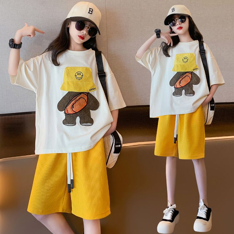 女童夏季短褲套裝新款女孩洋氣休閒短袖中大兒童五分褲薄款兩件套