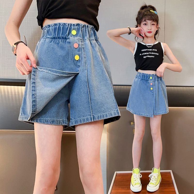 女童牛仔短褲夏裝2023女孩夏季外穿洋氣中大童裙褲小學生兒童褲裙