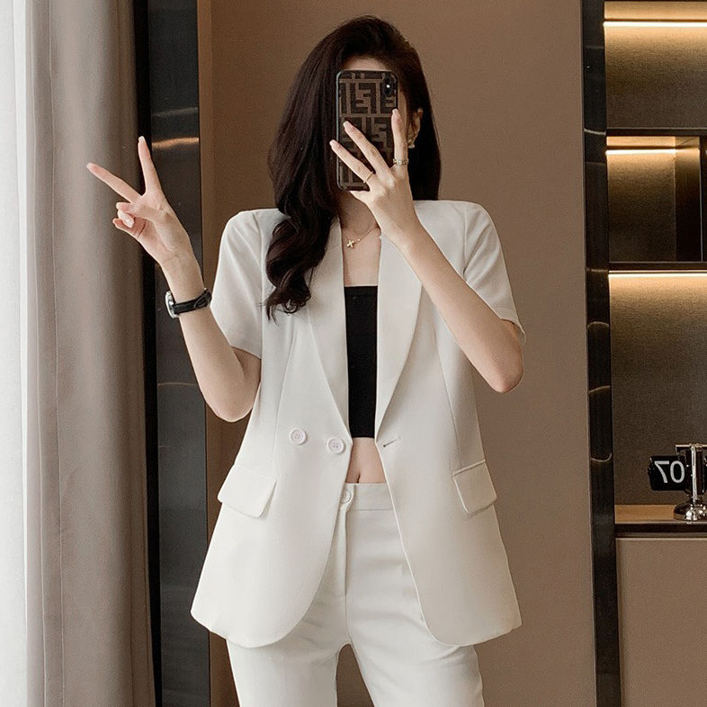 Black suit jacket for women summer new high-end suit light luxury professional suit temperament short-sleeved suit suit