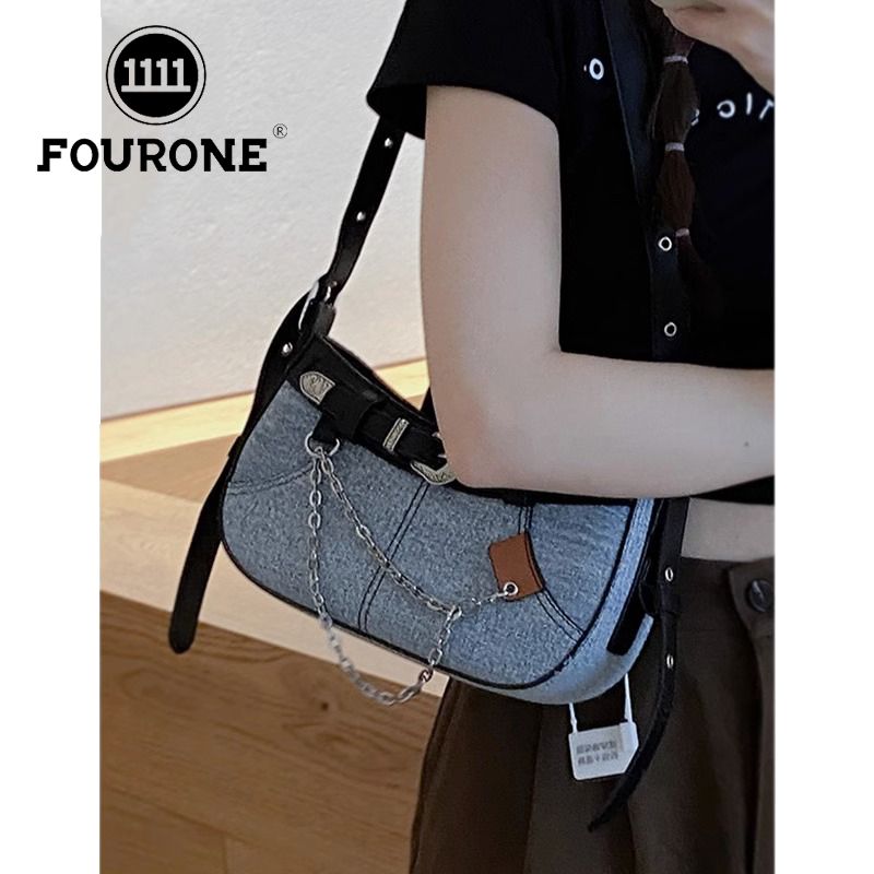 Niche versatile armpit bag, high-end retro denim style bag, women's shoulder bag, textured crossbody bag