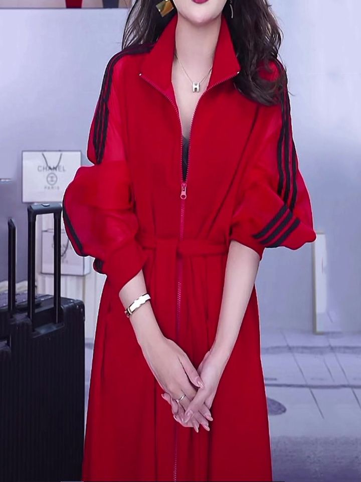 設計感韓版百搭連衣裙2023春夏新款高檔防曬寬鬆顯瘦氣質過膝長裙