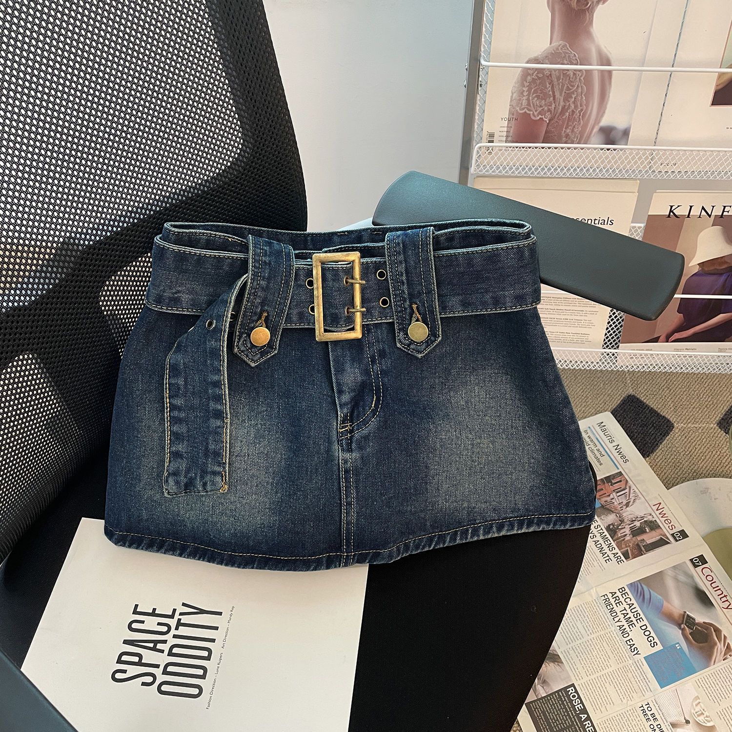 Denim skirt female 2023 summer new retro all-match fashion hot girl miniskirt bag hip skirt skirt pants skirt