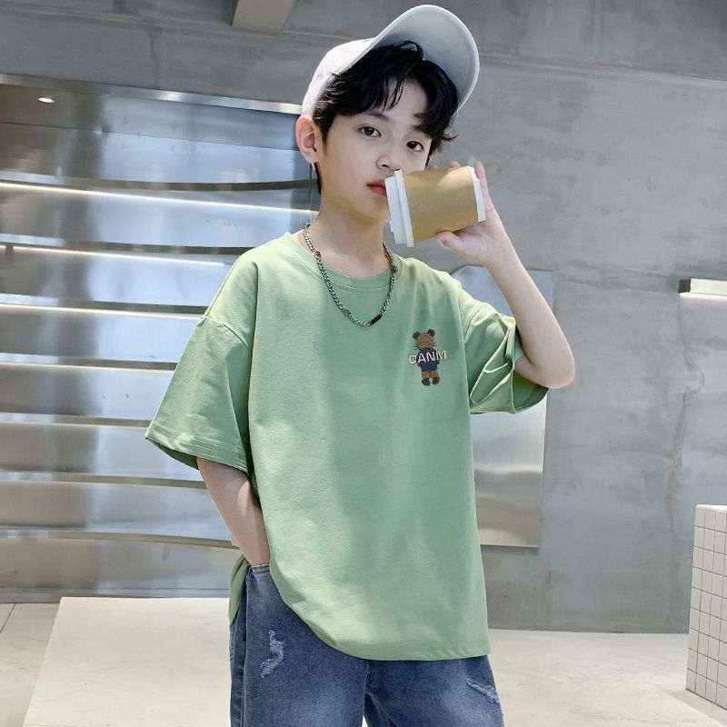 Children's clothing boys' short-sleeved t-shirt summer clothing  new middle and big children's cotton summer boys' summer tops trend