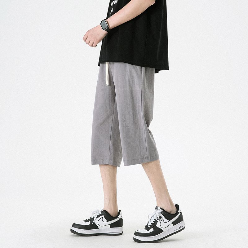 Cropped pants men's summer thin section loose large size Chinese style all-match outerwear shorts Japanese trend casual pants men
