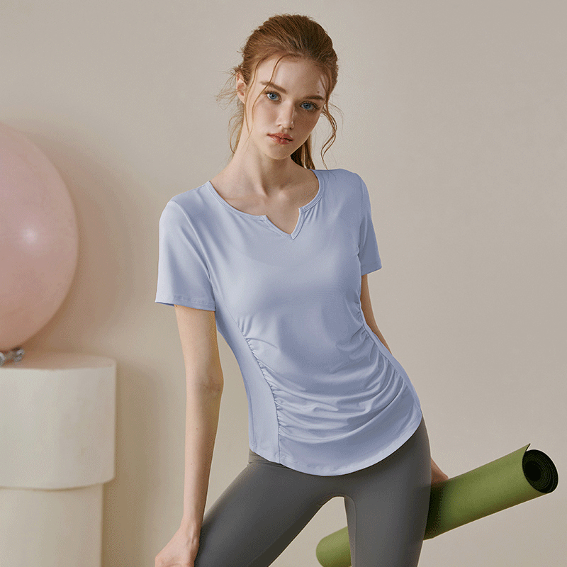 Summer yoga wear t-shirt women's loose slimming sports top Pilates running quick-drying short-sleeved fitness blouse