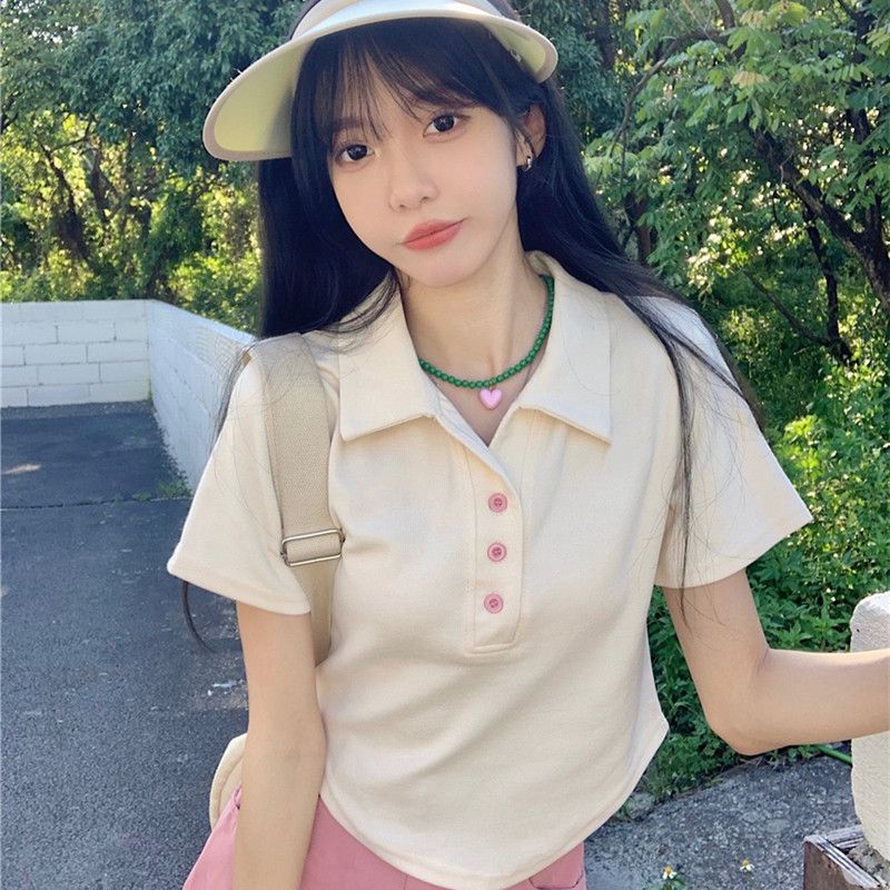 Short-sleeved shoulder t-shirt women's summer 2023 new design sense French sweet hot girl niche slim short top ins