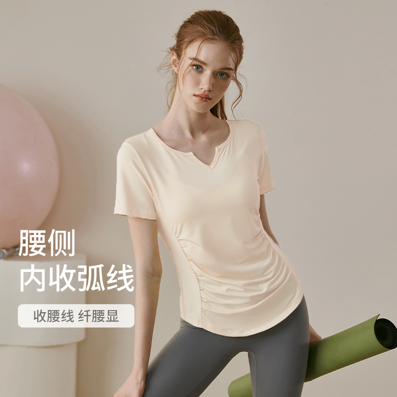 Summer yoga wear t-shirt women's loose slimming sports top Pilates running quick-drying short-sleeved fitness blouse