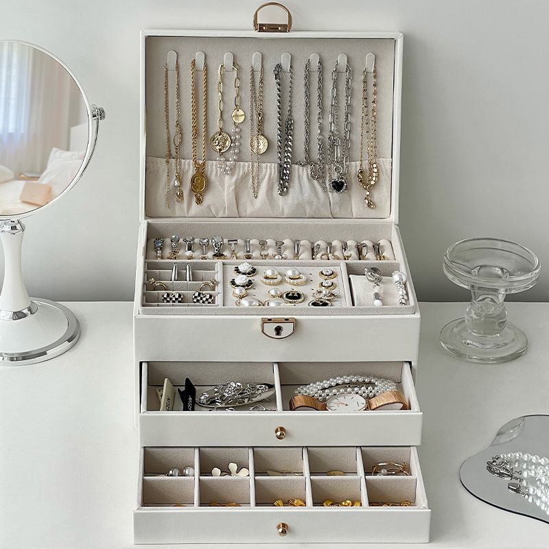 首饰箱子带锁放金银贵重物品保管箱珠宝手饰品整理多层大容量家用