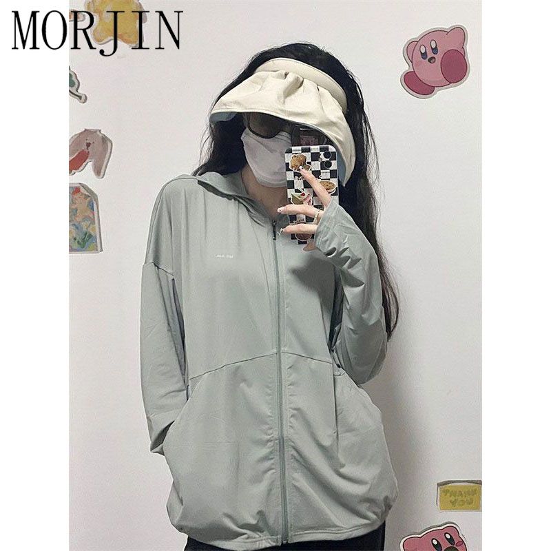 MORJIN gray ice silk sunscreen women's outerwear summer new small thin light breathable loose sunscreen jacket