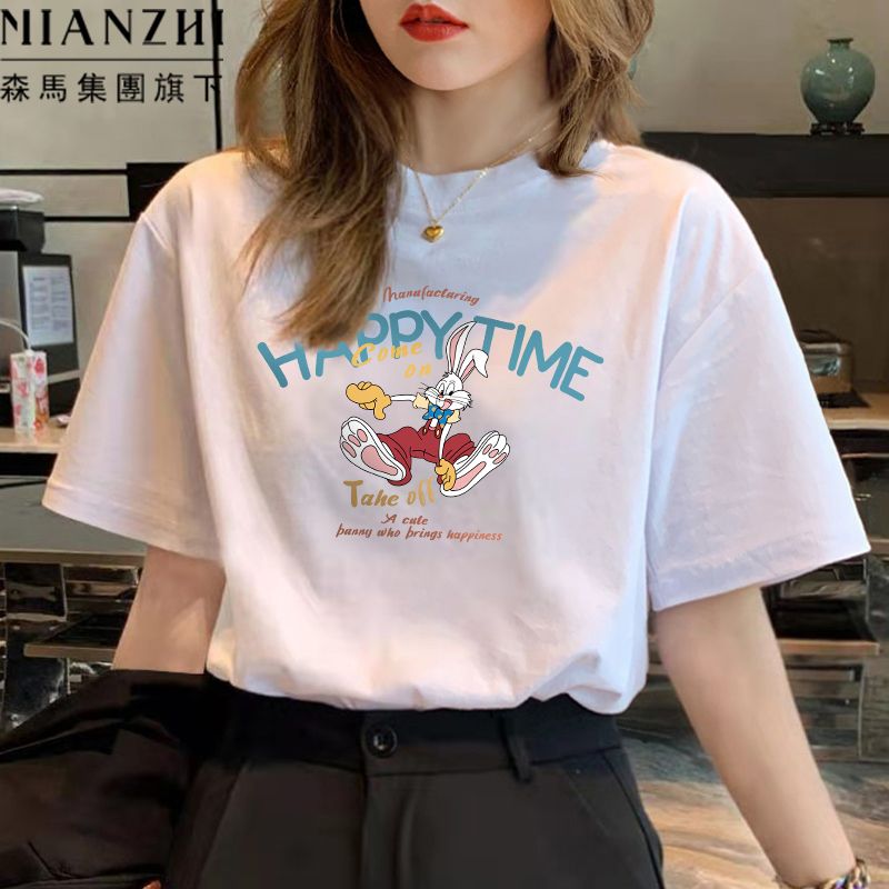 Semir Group's cotton black cotton short-sleeved t-shirt women's summer loose design sense niche half-sleeved top