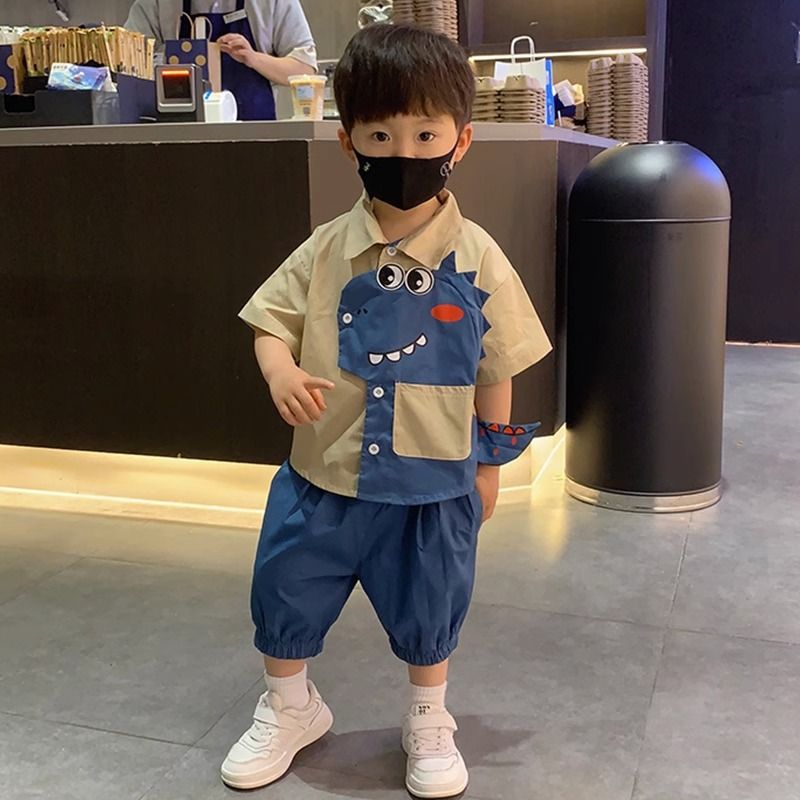 兒童裝男童夏裝套裝2023新款男寶夏季短袖薄款夏款襯衫衣服洋氣潮