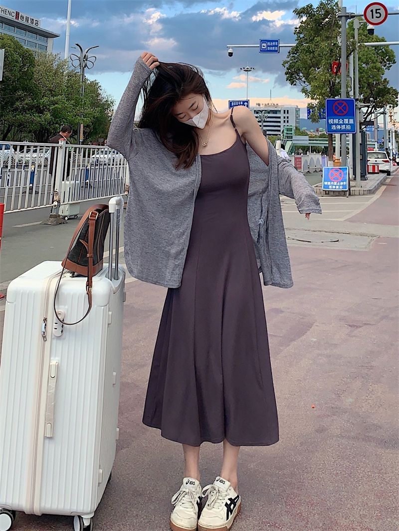 Lazy style thin long-sleeved sun protection cardigan for women summer  new style loose knitted sweater with slit tie design