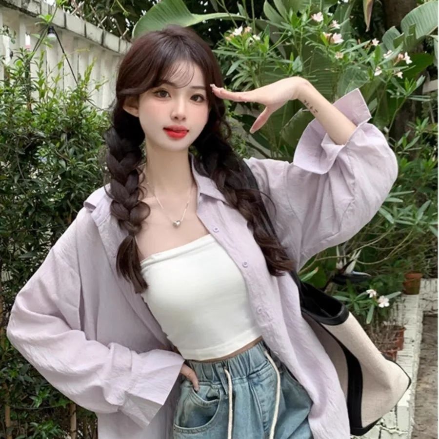 防曬襯衣女夏季小眾設計感外搭襯衣開衫外套上衣減齡漂亮別致小衫