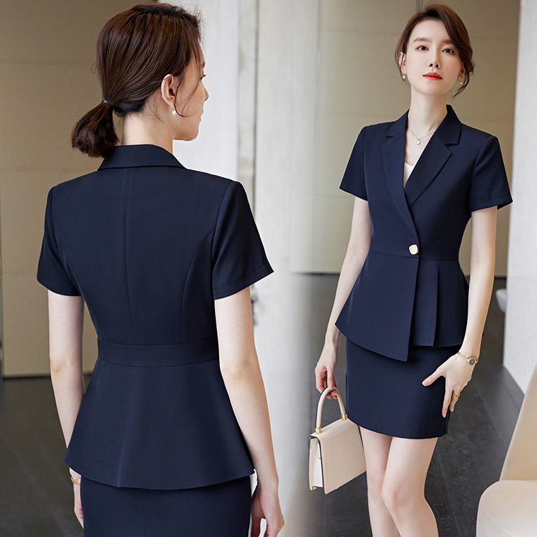 Summer suit women's thin short-sleeved professional formal suit front desk workwear jewelry store beauty salon work clothes
