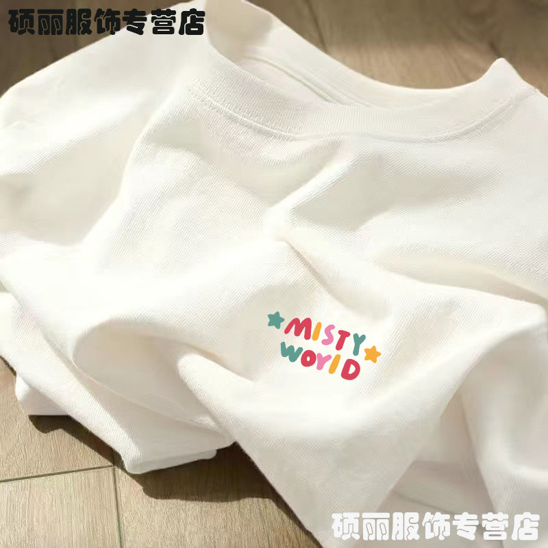 2023 new summer heavyweight 100% cotton short-sleeved T-shirts for men and women ins Korean version fun cartoon couple tops