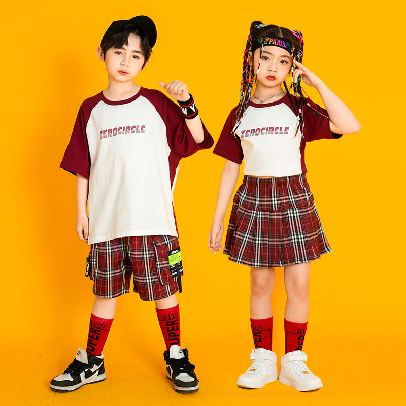 六一兒童街舞班服啦啦隊演出服男女童洋氣彩虹啦啦操表演服嘻哈潮