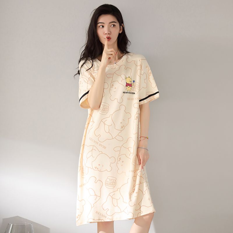 High-end wearable breathable nightdress  new young and beautiful cotton 100% cotton summer ladies pajamas