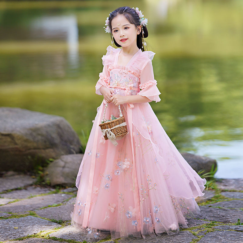 漢服女童夏款古風兒童裝連衣裙夏季女款2023新款女孩超仙古裝裙子