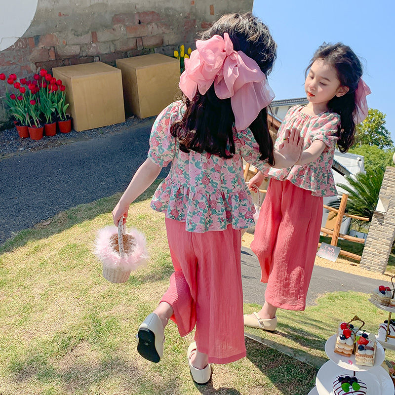 女童洋气套装夏季2023新款网红夏款衣服女宝宝夏装时髦短袖儿童装