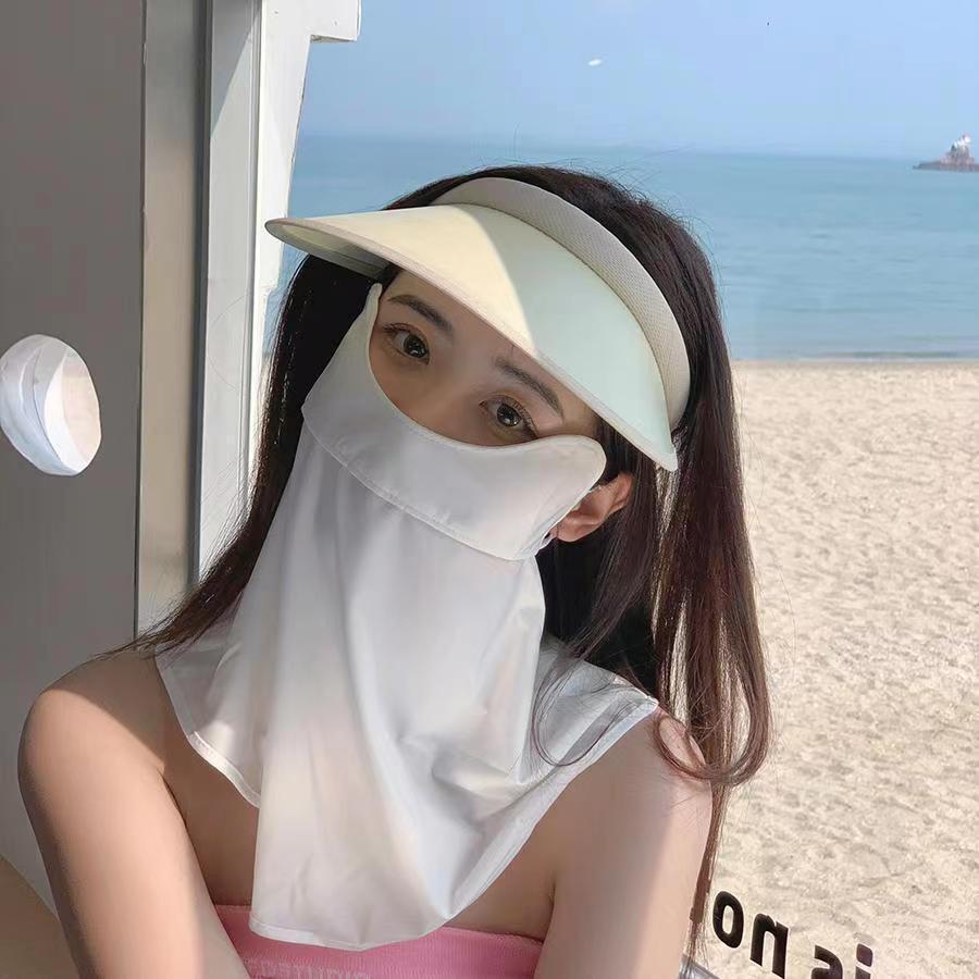 夏季冰丝护颈防晒面罩面纱女全脸罩开车薄款透气防紫外线遮阳口罩