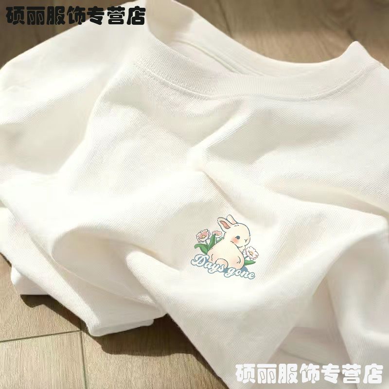 The upper body is so comfortable! White Korean pure cotton tops for men and women are loose and versatile, short-sleeved T-shirt bottoming