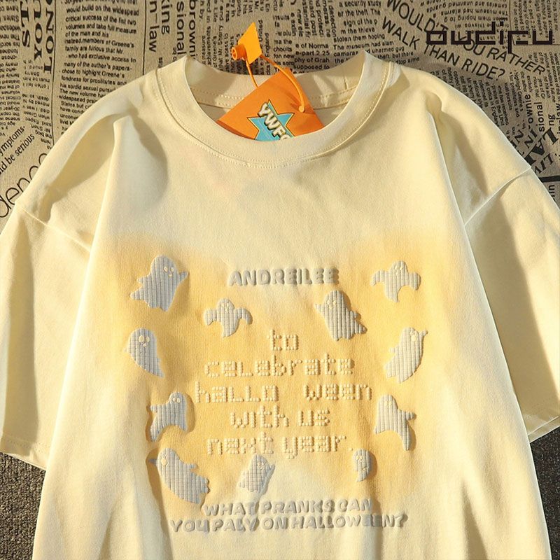 OUDIFU pure cotton short-sleeved T-shirt women's trendy ins summer 2023 new trendy brand students loose all-match fried street tops