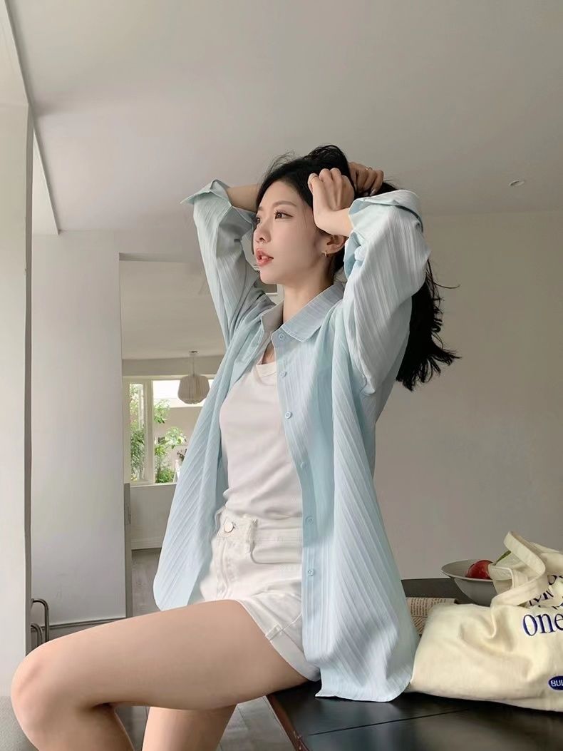 法式超仙純欲防曬襯衫外套女夏季設計感小眾薄款開衫肌理感上衣潮