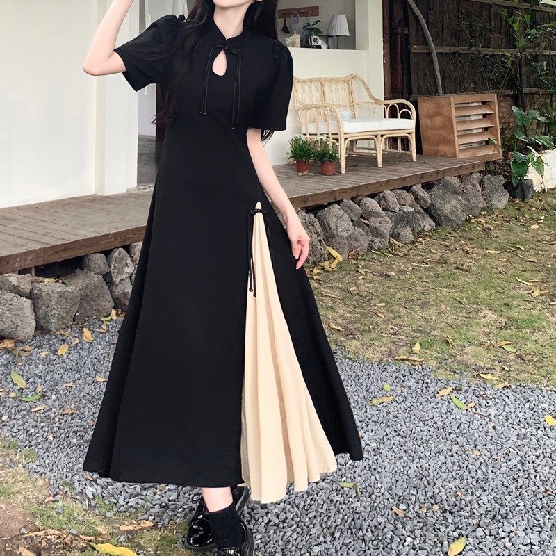 大碼夏季新中式改良旗袍連衣裙胖MM設計感開叉顯瘦遮肚國風裙子女