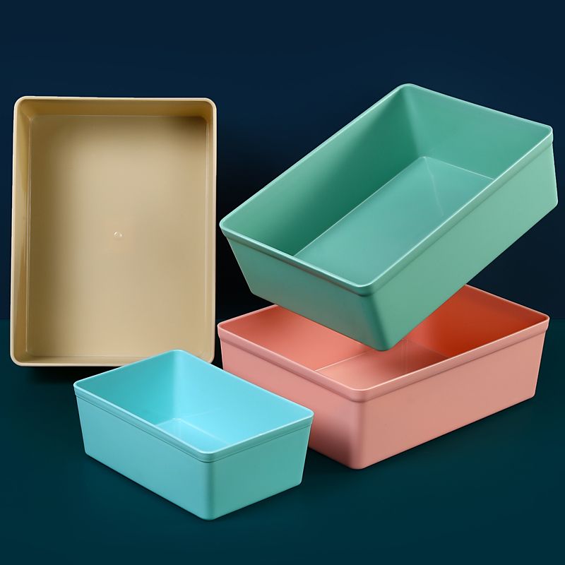 加厚长方形收纳盒整理盒储物盒化妆品杂物塑料杂物筐大容量简约盒