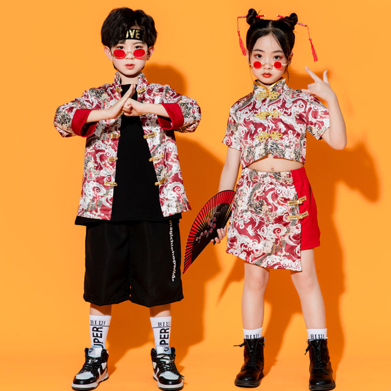 六一儿童中国风合唱服女童旗袍小学生运动会服装男童幼儿园演出服