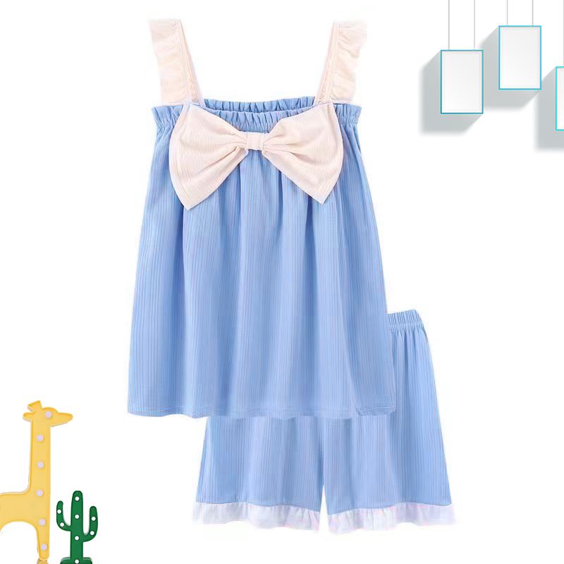 Pajamas for children and girls, popular spring and summer thin suspender pajamas, student version, category a, super cute nine-year-old girl pajamas