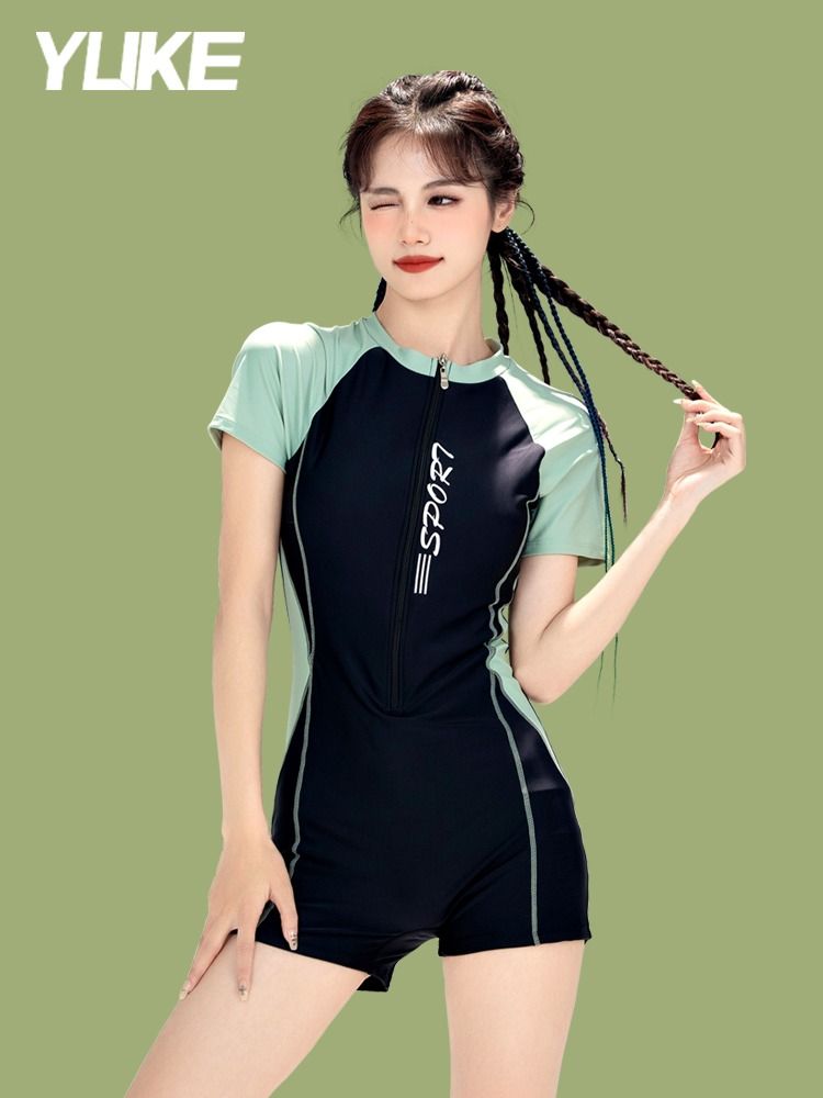 One-piece swimsuit ladies professional racing  new hot style swimming pool special large size conservative hot spring swimsuit