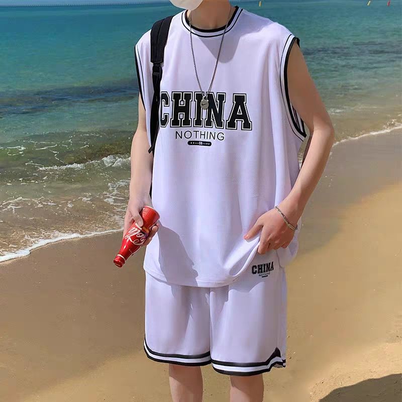 篮球服套装男2023夏季新款休闲运动两件套学生韩版宽松速干球衣潮