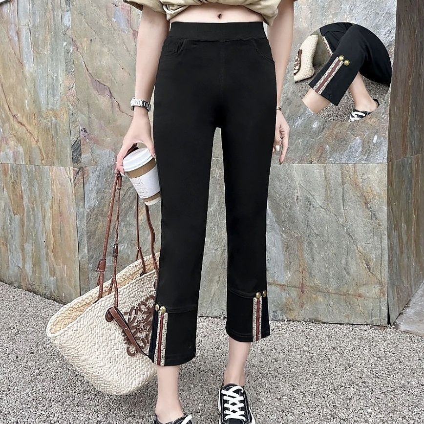 Popular high-waisted slimming quick-drying cigarette pants for women 2023 summer new style fashionable thin style breathable straight pants trend