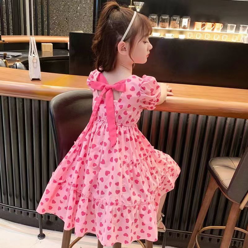 女童連衣裙夏裝2023新款洋氣女孩碎花公主裙童裝夏季兒童時髦裙子