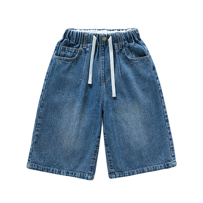 Girls' summer pants  new children's five-point pants summer thin section denim shorts middle and big children's wide-leg pants