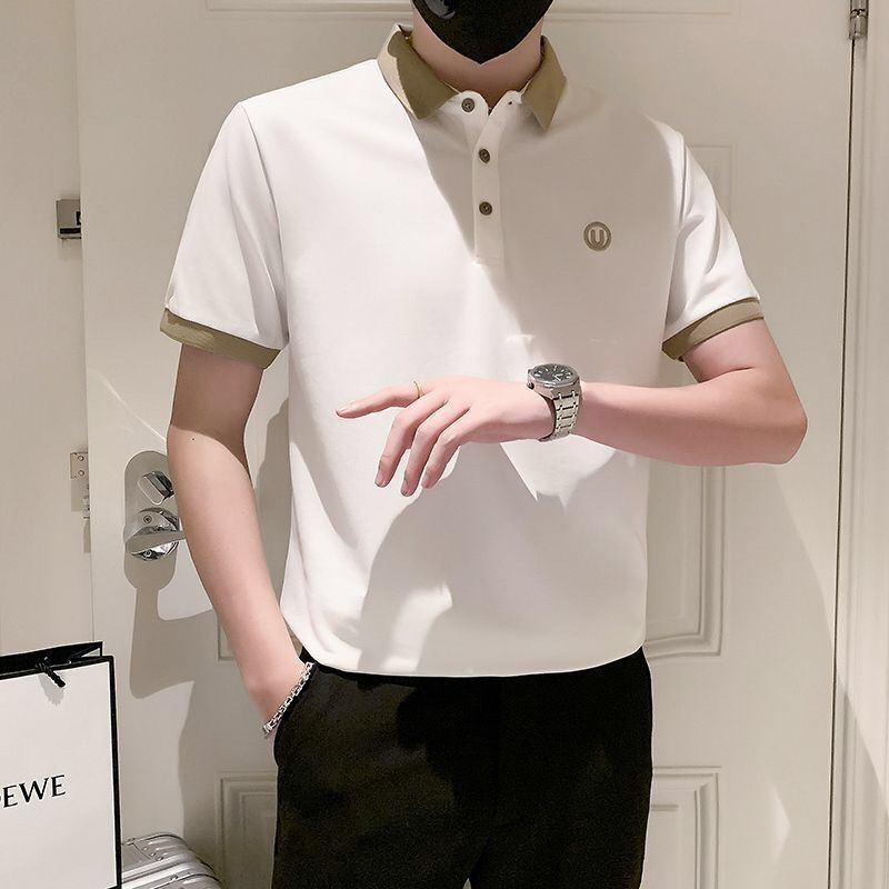 新款夏季POLO衫男士短袖T恤韓版潮流上衣翻領襯衫青年加大碼半袖