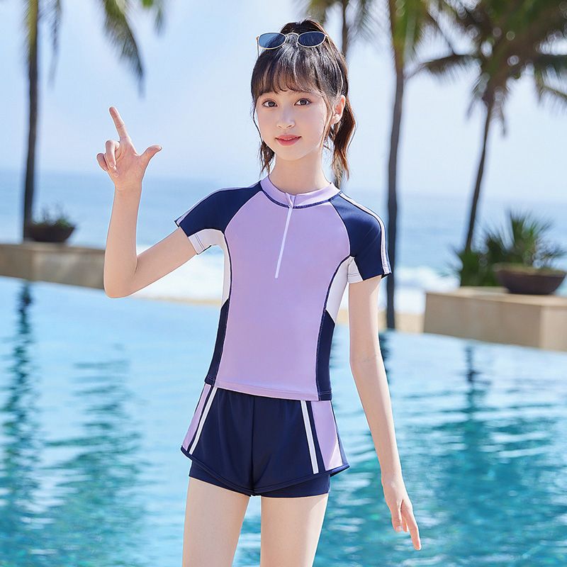 兒童泳衣女童新款分體全套泳裝中大童女孩泳衣泡溫泉游泳訓練裝備