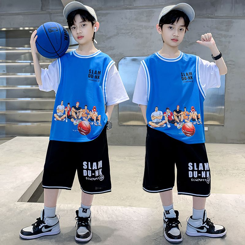男童夏装篮球服儿童套装2023新款中大童网红灌篮高手运动速干球衣