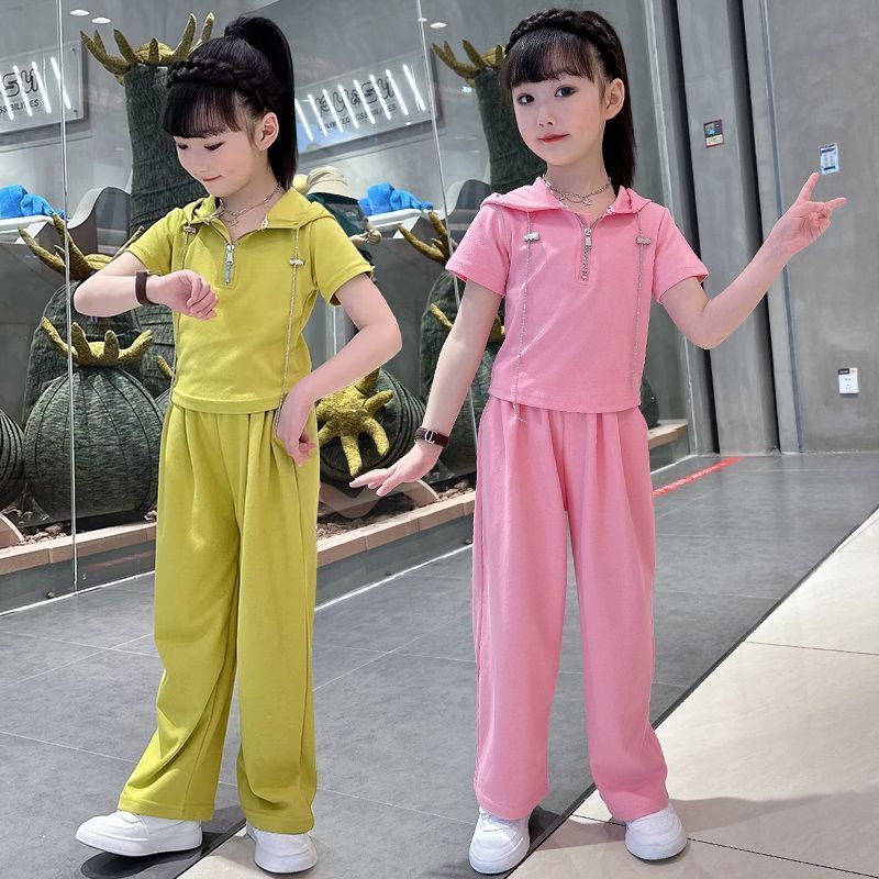 女童夏裝2023新款夏季套裝網紅小女孩時髦寬鬆百搭兒童兩件套爆款