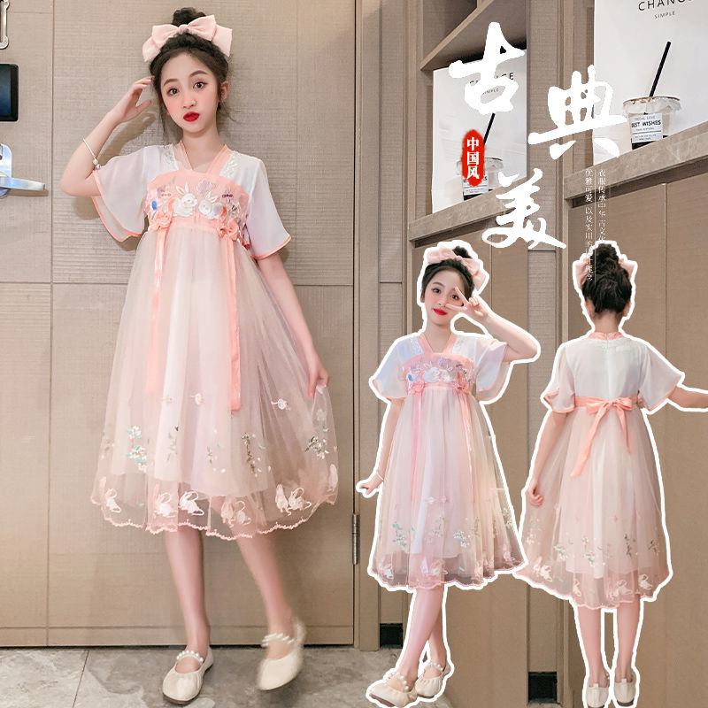 2023新款兒童漢服女孩洋氣公主裙白菜價童裝裙子夏季女童連衣裙