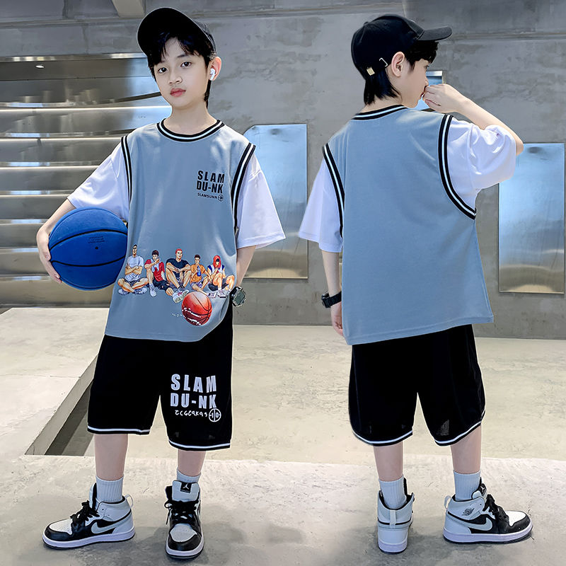 男童夏装篮球服儿童套装2023新款中大童网红灌篮高手运动速干球衣
