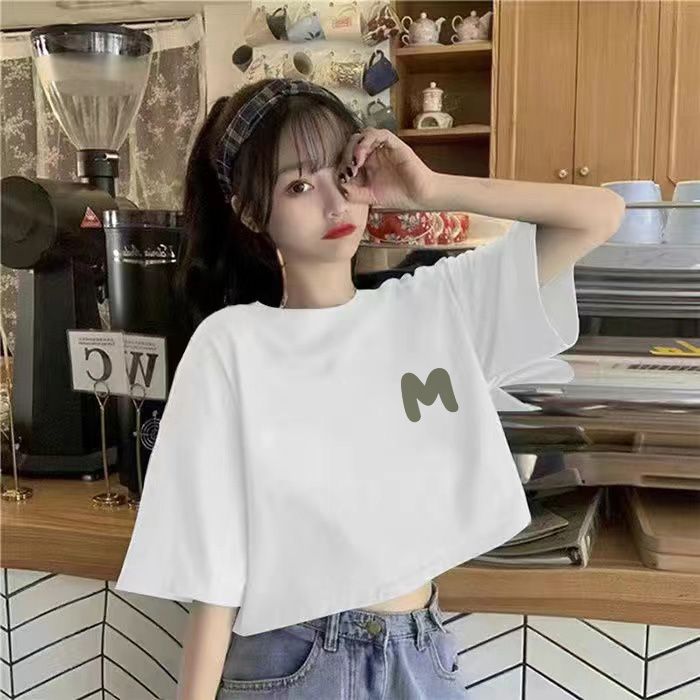 100%純棉ins甜辣短款上衣女學生韓版寬鬆鹽系短袖T恤小眾夏季潮流
