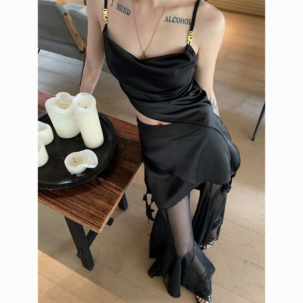 時尚御姐風純欲性感吊帶背心夏季新款氣質修身顯瘦半身裙兩件套女